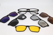 Load image into Gallery viewer, BUY-ALONG Frame Clip2264 with 5 Magnetic Clip-Ons Including Rx Lenses